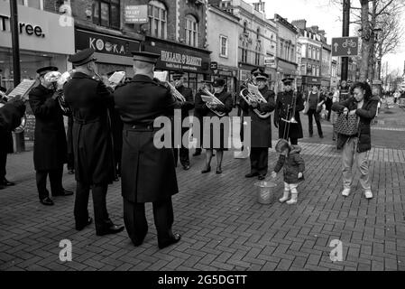 Salvation Army performing in a shopping area Stock Photo