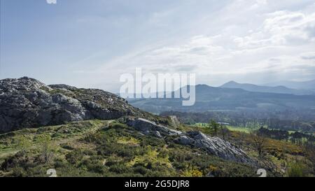 Scenic view from the summit of Bray Head, County Wicklow, Ireland. Summer coastal landscape. Stock Photo