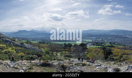 Scenic view from the summit of Bray Head, County Wicklow, Ireland. Summer coastal landscape. Stock Photo