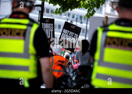 London, England, UK - 26th June 2021: National Demonstration DEMAND A NEW NORMAL, held by People’s Assembly. Credit: Loredana Sangiuliano / Alamy Live News Stock Photo