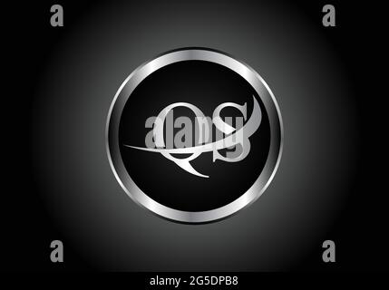 silver letter QS metal combination alphabet logo icon design with grey color on Black and white gradient design for a company or business Stock Vector