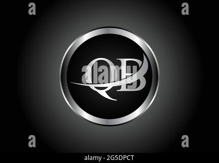 silver letter QB metal combination alphabet logo icon design with grey color on Black and white gradient design for a company or business Stock Vector