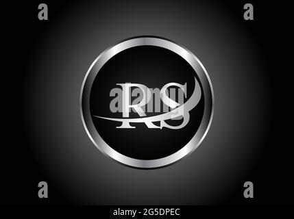 silver letter RS metal combination alphabet logo icon design with grey color on Black and white gradient design for a company or business Stock Vector