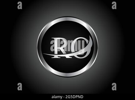 silver letter RO metal combination alphabet logo icon design with grey color on Black and white gradient design for a company or business Stock Vector