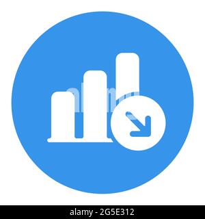 Decrease outline white glyph icon. Office sign. Graph symbol for your web site design, logo, app, UI. Vector illustration Stock Vector