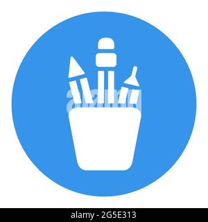 Pencil stand outline white glyph icon. Workspace sign. Graph symbol for your web site design, logo, app, UI. Vector illustration, EPS10. Stock Vector