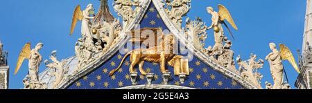 Winged lion, symbol of Venice, on San Marco Cathedral Stock Photo