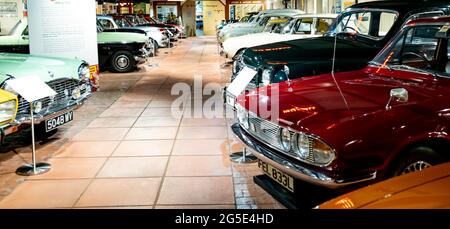 Yeovil, Somerset, UK – June 18 2021. A collection of American cars, sports cars, vintage cars and classic cars Stock Photo