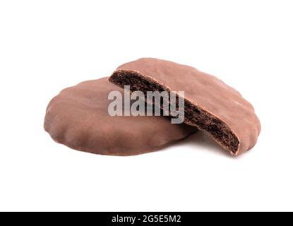 Fudge Covered Chocolate Cookies with Mint Flavor Stock Photo