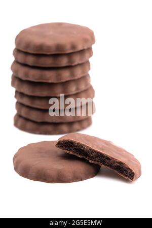 Fudge Covered Chocolate Cookies with Mint Flavor Stock Photo