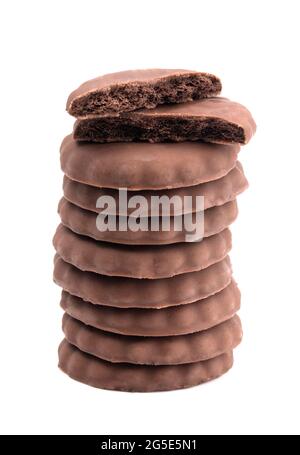 Fudge Covered Chocolate Cookies with Mint Flavor Stock Photo
