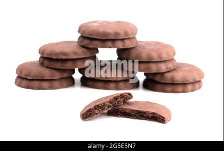 Fudge Covered Chocolate Cookies with Mint Flavor Stock Photo
