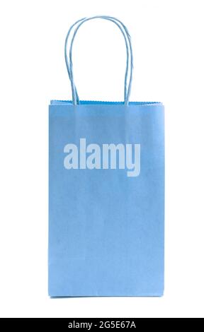 Single Blue Giftbag on a White Background Stock Photo