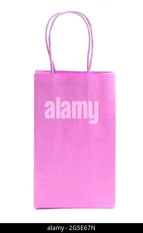 Single Pink Giftbag on a White Background Stock Photo