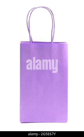 Single Purple Giftbag on a White Background Stock Photo