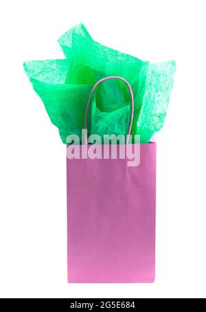 Single Pink Giftbag on a White Background Stock Photo