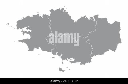 Brittany administrative map isolated on white background Stock Vector