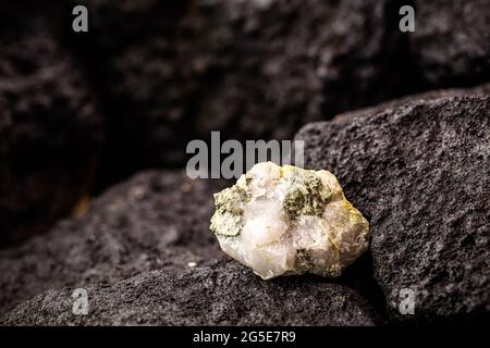 silver quartz with gold, concept of mining and mineral extraction Stock Photo