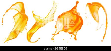 collection of yellow paint splash isolated on a white background. Stock Photo