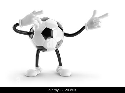 Soccer ball character with hands and legs isolated on white background. 3d rendering.