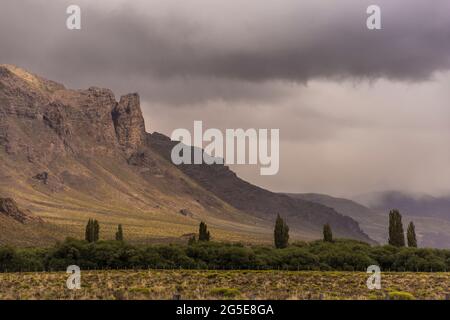 Landscape after a storm in the road near "el Maitén", little town in Chubut Province, Argentina. Stock Photo