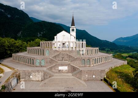 Italian Charnel house in Kobarid Slovenia. This is a memorial place for the italian soliders victims of  I. world war. Built in 1938 in Kobarid town, Stock Photo