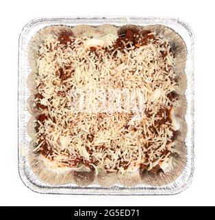 Uncooked Lasagna in a Disposable Tin Pan Stock Photo