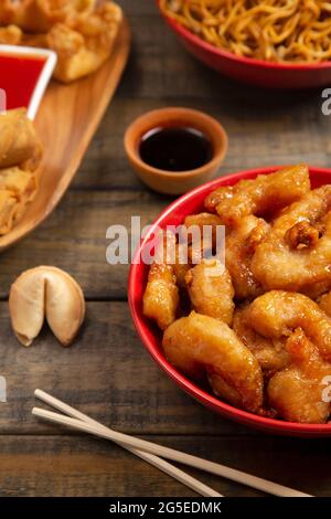 Oriental Food Laid out on a Table for Dinner Stock Photo