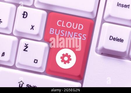 Hand writing sign Cloud Business. Word Written on internetbased delivery of services made available to users Abstract Creating Safe Internet Stock Photo