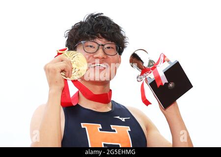 Osaka, Japan. 26th June, 2021. Kazuki Kurokawa Athletics : The 105th Japan Track & Field National Championships Men's 400mH Award Ceremony at Yanmar Stadium Nagai in Osaka, Japan . Credit: Naoki Morita/AFLO SPORT/Alamy Live News Stock Photo