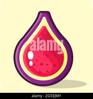 fig fruit slice vector illustration in flat style Stock Vector