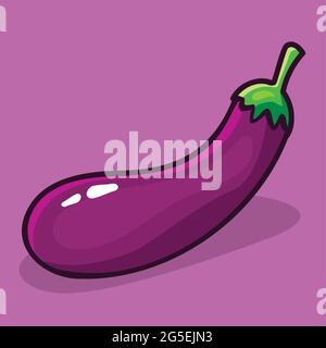 eggplant vegetable vector illustration in flat style Stock Vector