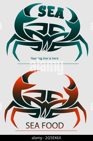 abstract logo sea food in the form of a crab 1 Stock Vector