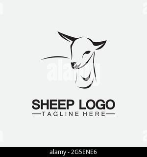 Sheep head logo vector icon illustration design template Stock Vector