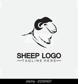 Sheep head logo vector icon illustration design template Stock Vector