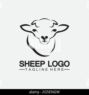 Sheep head logo vector icon illustration design template Stock Vector