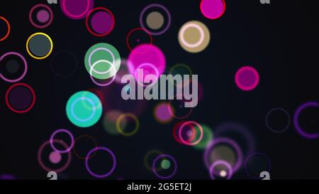 Computer generated the rows of multi colored circles and rings. 3d rendering abstract background from different round particles Stock Photo