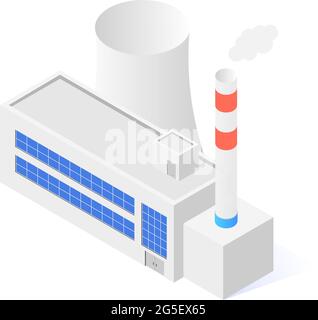 Factory isolated icon on white background. Flat vector isometric illustration. Stock Vector