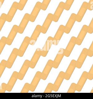 Seamless pattern with sticking plasters. Medical patch repeat texture. On white background. Stock Vector