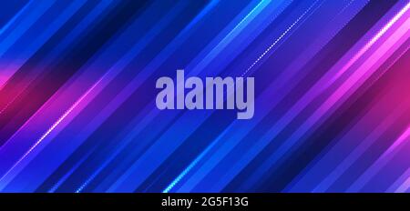 Abstract technology futuristic background neon lights effect shiny striped lines blue and pink gradient color. Vector illustration Stock Vector