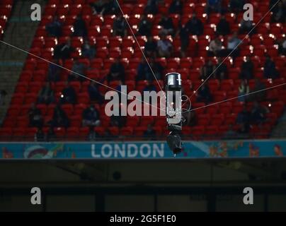 London, England, 26th June 2021. An overhead camera during the UEFA European Championships match at Wembley Stadium, London. Picture credit should read: David Klein / Sportimage Stock Photo