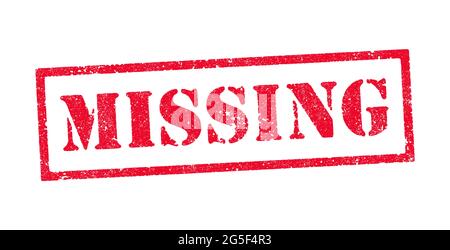 Vector illustration of the word Missing in red ink stamps Stock Vector