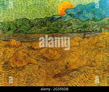 Vincent Van Gogh -  Evening Landscape with Rising Moon 1889 Stock Photo