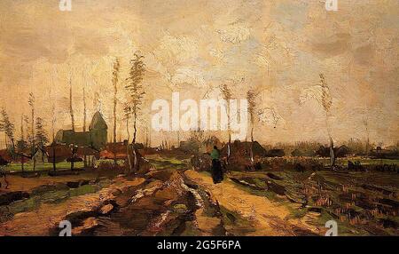 Vincent Van Gogh -  Landscape with Church Houses 1885 Stock Photo