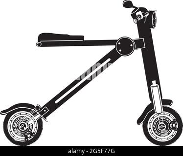 Electric folding scooter flat vector illustration. Stock Vector