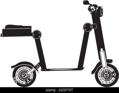 Electric folding scooter e-bike flat vector illustration. Stock Vector