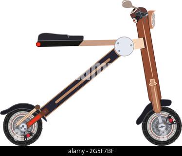Electric folding scooter flat vector illustration. Stock Vector