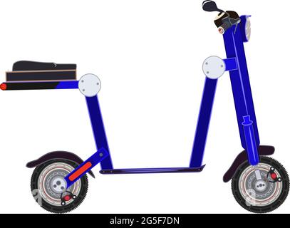 Electric folding scooter e-bike flat vector illustration. Stock Vector