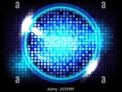 Abstract sphere and geometric background. Blue light on round placeholder Stock Vector