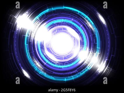 Glowing Hud circle. Abstract hi-tech blue background. Futuristic interface. Virtual reality technology screen Stock Vector